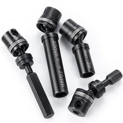 RCHUBAM 2pcs Front Rear Center Driveshaft for 1/18 TRX4M RC Upgrade Parts | 1144 Steel 40-50mm and 55-75mm Drive Shaft - color: Black