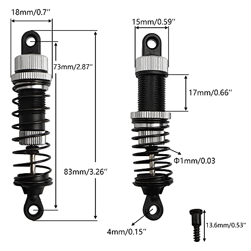 9201E RC Cars Aluminum Alloy Shocks Absorber PX9200-18 Accessories Spare Parts for 1:10 9201E 9203E 9205E 9206E 9200 Trucks 200E 210E RC Cars - color: 2 Pcs Grey