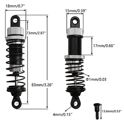 9201E RC Cars Aluminum Alloy Shocks Absorber PX9200-18 Accessories Spare Parts for 1:10 9201E 9203E 9205E 9206E 9200 Trucks 200E 210E RC Cars - color: 4 Pcs Grey