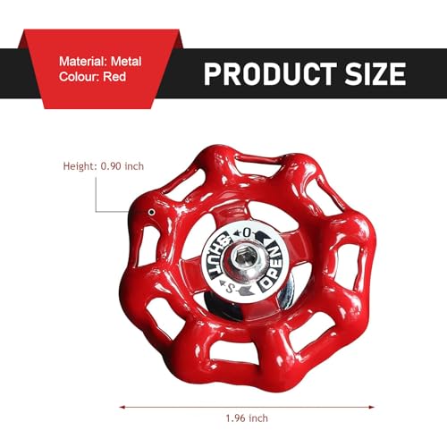 Car Rotary Knob Decor, Metal Retro Valve Handwheel One Click Start Decor Trim, Self-Adhesive Engine Start Stop Knob Protector, Universal for Most Cars (Red)