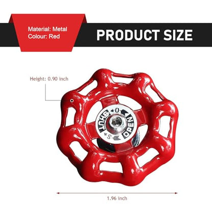 Car Rotary Knob Decor, Metal Retro Valve Handwheel One Click Start Decor Trim, Self-Adhesive Engine Start Stop Knob Protector, Universal for Most Cars (Red)