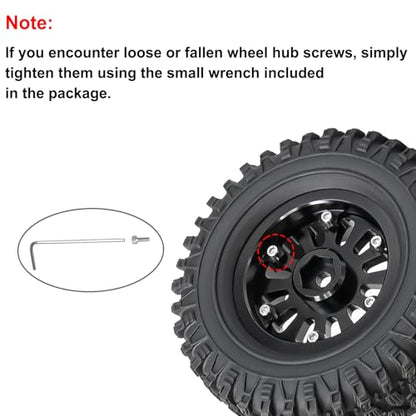 LRFHL 1.3" Beadlock Wheel Tires Aluminum for SCX24 TRX4M, 4PCS, Gold | Upgraded 1.45-inch Wheel, 1/24 SCX24 1/18 TRX4M RC Crawler Car Upgrade - color: Black Tires+ Gold Wheels-1