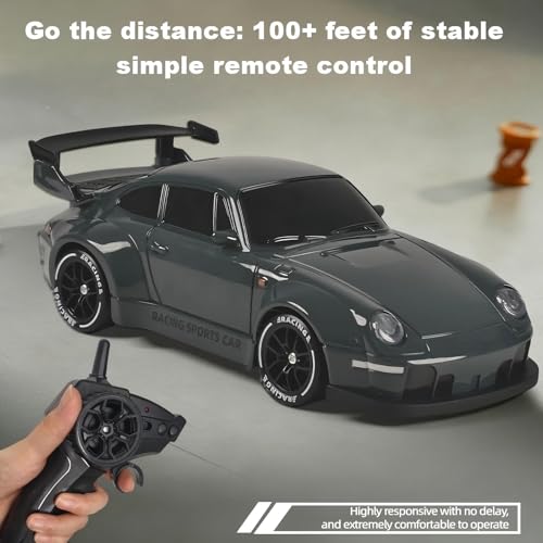 1:24 Scale RC Drift Car with LED Lights, 25km/h 4WD High Speed, Dual Batteries 50+ Min Play, 2.4GHz Remote Control, Multi-Surface Drift Tires, Racing Toy Vehicle for Adults Boys Girls, Storm Drive - color: 1:24 Storm Drive