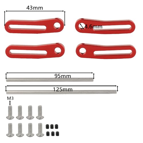 Metal Front Rear Modular Bumper Bull Bars for 1/10 RC Crawler Chassis LCG TRX4 TRX6 SCX10 Capra Dodge Power Wagon Upgrade Parts (red) - color: Red