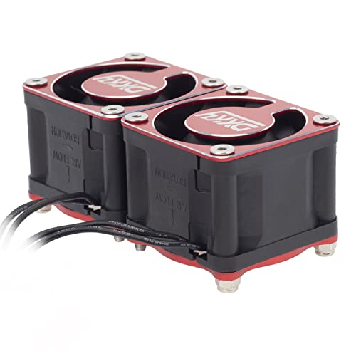 DKKY RC Motor Cooling Fan Heatsink 2Pcs DIY Kit for TRX4 ARRMA Axial 1/10 1/8 1/5 RC Model Car Upgrade Parts (Red) - style: Red