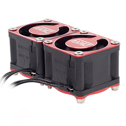 DKKY RC Motor Cooling Fan Heatsink 2Pcs DIY Kit for TRX4 ARRMA Axial 1/10 1/8 1/5 RC Model Car Upgrade Parts (Red) - style: Red