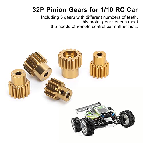 5PCS 32DP 540 Motor Pinion Gear, 12T 13T 14T 15T 16T Pinion Motor Gear Set with Hex Key for 1/10 RC Car Brushed Brushless Motor, 16T 3 175mm Shaft Pinion Gears Parts Set Kit