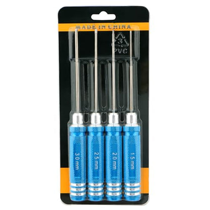 4 Pieces Hex Screw Driver Set 1.5mm 2.0mm 2.5mm 3.0mm Allen Wrench Keys Screwdriver Kit RC Repair Tools for Traxxas RC Car Drone Multi-Axis Helicopter Arrma Axial Losi Redcat Racing (Blue) - color: Blue