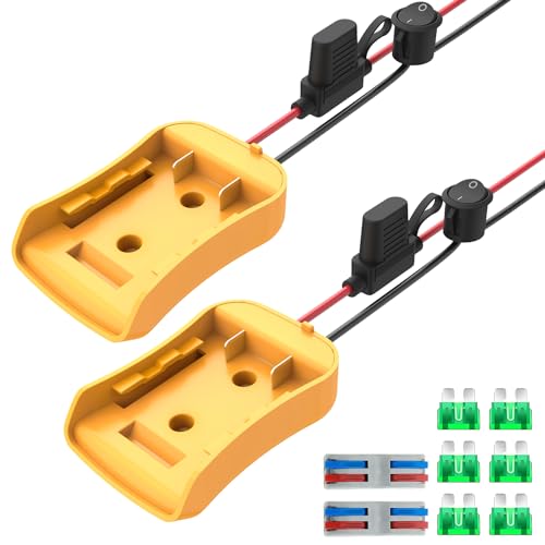 Kzreect 2 Pack for Power Wheel Adapter Compatible with Dewalt 20V Battery | 12AWG, Wire Terminals, 30A Fuse Holder, Switch, Battery Converter Kit for DIY RC Car Toys LED Motor - size: 2 Pack