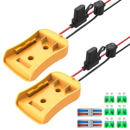 Kzreect 2 Pack for Power Wheel Adapter Compatible with Dewalt 20V Battery | 12AWG, Wire Terminals, 30A Fuse Holder, Switch, Battery Converter Kit for DIY RC Car Toys LED Motor - size: 2 Pack
