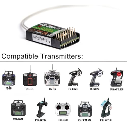 JeeFly RC Receiver FS-iA6 6-Channel 2.4GHz Remote Control Receiver with Dual Antenna Compatible with FS-i4/i6/i10/GT2E/GT2F/GT2G Transmitters for RC Airplanes, Helicopters & Drones