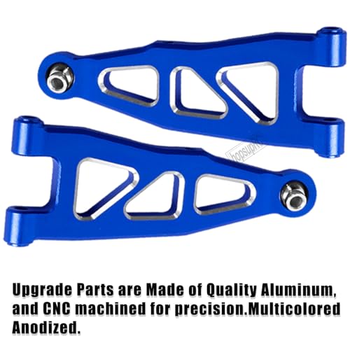 RC Alloy Front Rear Suspension A Arms Upgrades Part for 1/18 Granite Grom Mega 380 Brushed 4x4 Monster Truck RTR, Aluminum Front Rear A Arms Hops Up,Navy Blue(8PCS) - color: Blue(8pcs)