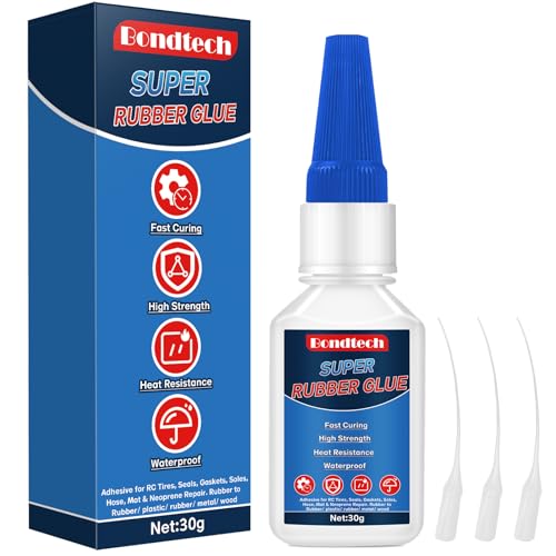 Rubber Glue 30 g, Super Glue for Rubber, Clear Instant Adhesive for Tire, Shoes, Belt, Soles, Hose, Mat & Neoprene Repair and More, Waterproof, Heat-Resistant (Clear, 30 Grams * 1 Pack, Rubber Glue) - size: 30 Grams * 1 Pack