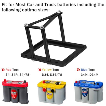 Universal Battery Tray Hold Down Trunk,Battery Relocation Box Billet Aluminum 551181 For Optima Race Racing Mount Red Yellow Blue Top 34M D34M 34 34R 34/78 D34 D34/78 - color: Black