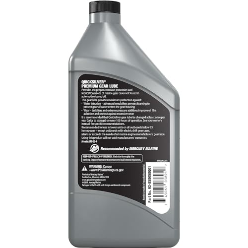 Quicksilver by Mercury Marine 80W-90 Premium Gear Lube, Marine Engine, 32 oz. - size: 32oz