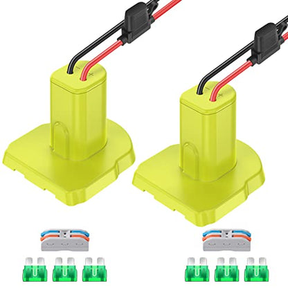 2 Packs Power Wheel Adapter for Ryobi 18V Battery Adapter Power Wheel Battery Conversion Kit with Fuses & Wire Terminals, 12AWG Wire, Power Connector for DIY Ride On Truck, RC Car Toys and Robotics