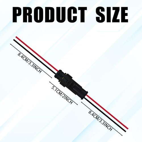 2 Pin 18 AWG Waterproof Electrical Wire Connector Kit, Push-in Quick Wire Connector with Male/Female Plugs & 10cm Pigtails, 1.5mm Series Terminal Plug for Car, Truck, Boat (5 Pack) - size: 2 Pin-5pack