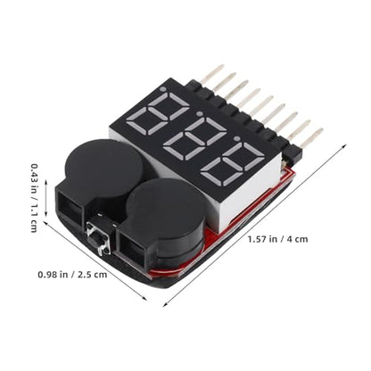 1-8s Lithium Battery Voltage Tester with Low Voltage Buzzer Alarm, Lipo Battery Monitor and Digital Capacity Check Tool for Rc Hobby and Drone Users