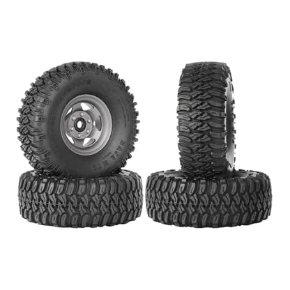 4PCS 1.55 Inch Aluminum Alloy 5Spoke Beadlock Wheel Rim Tyre and 95mm Rubber Tires Set for 1/10 RC Rock Crawler Car Upgrade Parts for Tamiya Axial AX90069 D90 TF2 CC01 LC70(A-Grey) - color: A-grey
