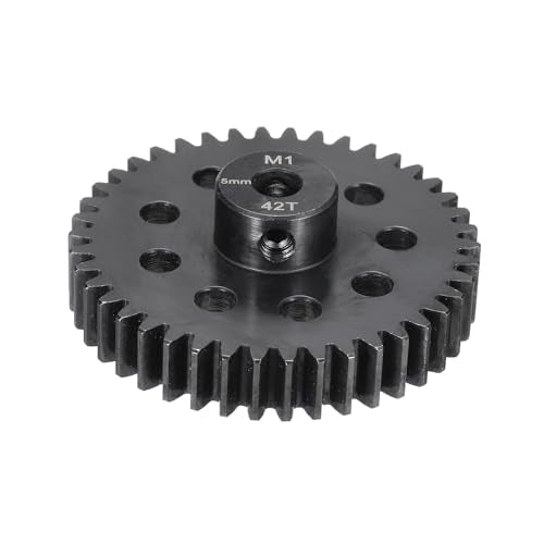 MECCANIXITY Steel M1 Gear Set 42T 5mm Shaft Motor Gears for RC Vehicles Truck Drift Car Part, Black - size: 42T