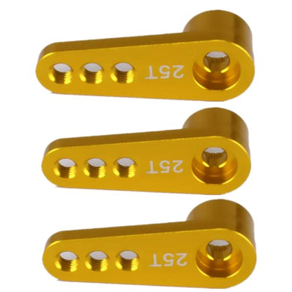 Aluminum 25T Steering Servo Horn Arm,RC Steering Servo Arm Horn for RC 1:8 1:10 Model Car/Boat Futaba HSP HPI Wltoys Himoto Redcat Axial 3 pcs/Set（Yellow） - color: Yellow