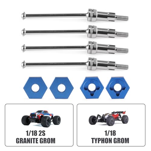 Assembled Differential for 1/18 Granite GROM 1/14 Mojave,CVD Shaft Dogbone CVD Joint Universal Axle Set,Accessories for ARRMA 1/18 2S Granite Granite GROM (Blue&Silver) - color: J-038