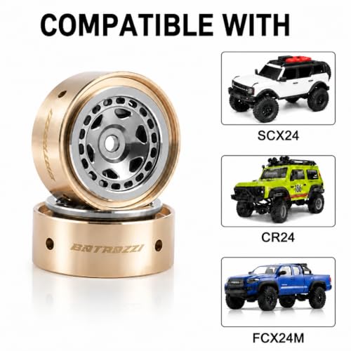 Aluminum 0.8” Sheriff Racing Beadlock Wheels for 1/24 SCX24 CR24 FCX24M for FMS FCX24M Tacoma/Range Rover/Discovery RC Crawler Upgrade parts (4pcs) Gun Metal - color: Gun Metal