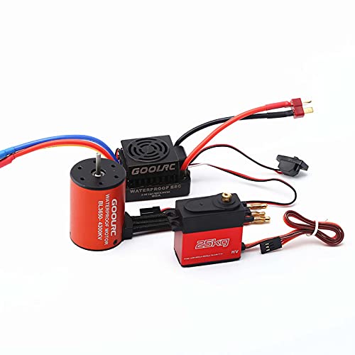 HUIOP Motor, Motor Combo Set 3650 4300KV Motor 60A Brushless ESC 25kg Servo w/ 25T Servo Arm for 1/10 RC Car Off-Road Truck