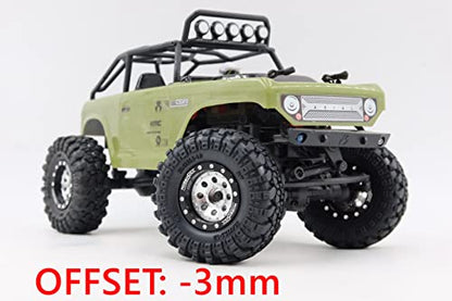 Adjustable Offset 1.0 Beadlock Wheels Black Silver, Heavy 1.0 offset rc rims Wheels 21g/rim For 1/18 Traxxas TRX4M Axial SCX24 90081 & Other RC Micro Crawler Truck, (4-Pack) - color: Black & Silver