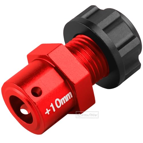 RC 10MM Extended Wheel Hub Drive w/Anti-dust Cap Nuts Upgrades Part for 1/7 BigRock Fireteam Limitless 6S,1/8 Kraton Outcast Notorious Talion 6S,Alloy Aluminium Wheel Hub,Red w/Black - color: Red&black