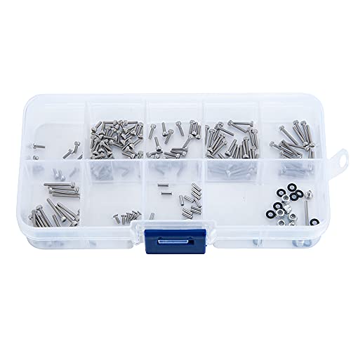 185pcs RC Screws Set M1.4 Screws Nuts M1.5 Pins with Box,Hexagon Wrench for Axial SCX24 1/24th RC Crawler Car