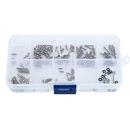 185pcs RC Screws Set M1.4 Screws Nuts M1.5 Pins with Box,Hexagon Wrench for Axial SCX24 1/24th RC Crawler Car