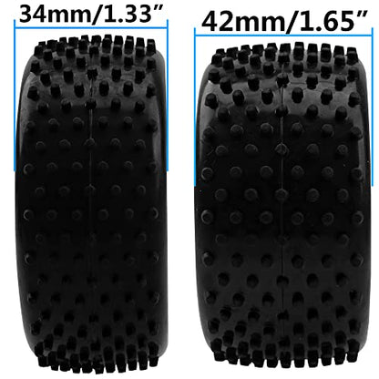 12mm Hex Plastic Wheel Rims & OD 88mm/3.46" Rubber Tire Front Rear Tyre Compatible with Redcat HPI HSP ExceedRC Kyosho Losi 1/10 Scale Off Road Buggy (Yellow) - color: Yellow