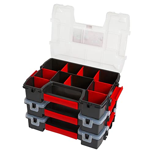 CRAFTSMAN Storage Organizer,Small Parts Organizer with 10-Compartments,Lid Includes Secure Latch (CMST60964M), (Pack of 6) - size: 6 Pack (11.5" L x 2.5" W x 8.5" H), style: Triple Pack