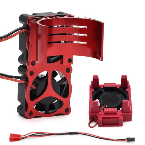 ESC/Motor Cooling Fan Heatsink Set RC Parts for TRAXXAS VXL-3S Slash/Rally/Bandit/Stampede 2WD 4WD RC Car (Red) - color: Red