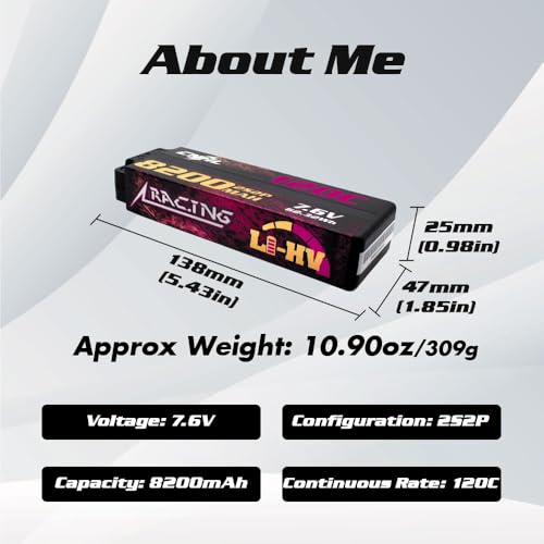 CNHL 8200mAh 2S lipo Battery 7.6V LiHV 120C 5.0mm Bullet to EC5 Hard Case | Explosive punch off the line with instant throttle response for no-prep drag racing, 1/8 and 1/10 RC platforms.