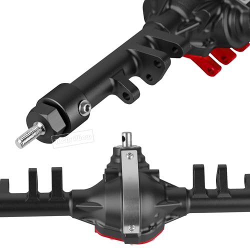 RC Alloy Front Rear Portal Axle Upgrades Part for 1/10 RC Crawler SCX10 90046 90047,Aluminium Front Rear Complete Portal Housing,Black w/ Red - color: Black W/Red