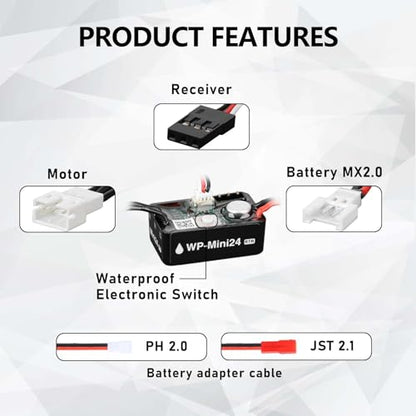 SCX24 Brushless Motor and ESC Combo for Axial SCX24 Upgrades | Hobbywing QUICRUN Outer-1621SL Motor with Shock Mount,Receiver Plate,Battery Tray 1/24 RC Crawler RTR Version - style: scx24 motor transmission with esc