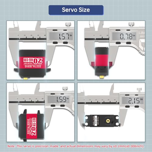 20KG RC Servo High Torque Servo Motors, Waterproof Full Metal Gear Steering Servo for 1/6 1/8 1/10 1/12 RC Car Robot DIY, Digital Servo with 25T Servo Horn, Control Angle 180° - style: 20KG-180°