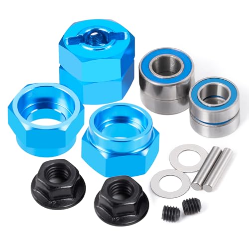RC Car 1/10 Aluminum Alloy Wheel Hub Hex Adapter 12mm Combiner Wheel Extension Hex Drive Hub Adapter with Bearing Kit for Tamiya DT02 1/10 RC Car Upgrade Parts (Blue) - color: Blue