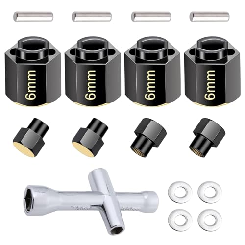 HobbyPark Brass Hex Extension for TRX4M Upgrades Parts Extended Wheel Hex Hubs Extenders Offset Spacers 1/18 RC Crawler Replacement of 9750 (6mm) - size: 6mm