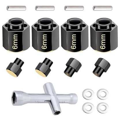 HobbyPark Brass Hex Extension for TRX4M Upgrades Parts Extended Wheel Hex Hubs Extenders Offset Spacers 1/18 RC Crawler Replacement of 9750 (6mm) - size: 6mm