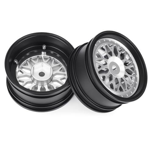 4pcs RC 1/10 Aluminum On Road Wheel Rims Hex 12mm Adjustable Offset for 1:10 RC On Road Drift Touring Street Car (Black & Silver) - color: Black & Silver
