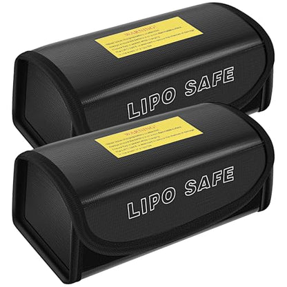 2 Pcs Lipo Safety Bag Fireproof, 7.28 x 2.95 x 2.56 in, Lipo Battery Safe Box, Explosion Proof Battery Safe Bag for Batteries for Portable Charger and Phone Travel Protection