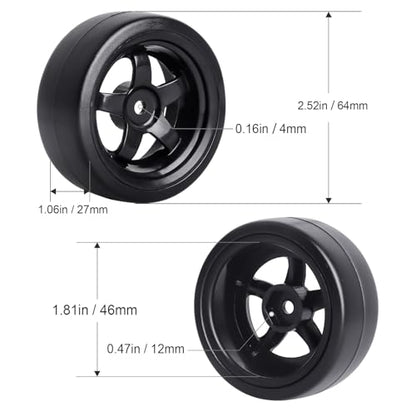 Hobbypark 12mm Hex 1/10 RC Drift Tires Hard Plastic and Wheels for Tamiya HPI Traxxas Kyosho Redcat HSP 1:10 Scale RC Drift Car Drifting (Set of 4)