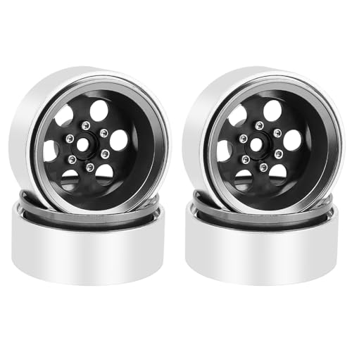 ModuWheel 1.3" Negative Offset Aluminum + Carbon Fiber Beadlock Wheels Rim for 1/24 1/18 AX24 SCX24 TRX4m Ascent18 RC Crawler,Round Pattern (Gray) - color: Gray