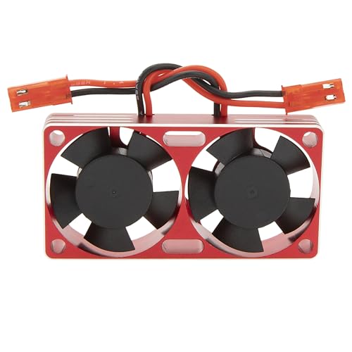 DKKY RC Motor Cooling Fan Heatsink 30mm Dual Fan for ARRMA Axial Traxxas 1/6 1/8 1/10 RC Crawler Car 3650 550 3660 4274 4068 4268 Motor (Red) - color: Red