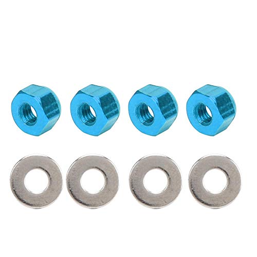 RC Car Wheel Nut, 4 Pcs 3mm RC Off-Road Vehicle Wheel Hex Lock Nut Fit Tire Nut Upgrade Accessory for 1/14 144001 RC Car (Blue A949-49R)