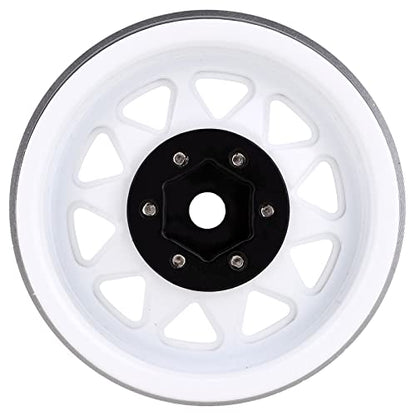 INJORA 1.9 Beadlock Wheel Rim Hub 4pcs Metal Rims for 1/10 RC Crawler Car TRX4 Axial SCX10 90046 (White) - color: White
