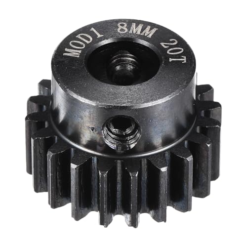 MECCANIXITY 1M 20T 40 Chrome Steel Motor Pinion Gears, 0.87" x 0.9" RC Motor Gears Fits 8mm Shaft Bore for RC Vehicles Truck Drift Remote Control Car Off-Road Crawler Parts, Black - style: 20T